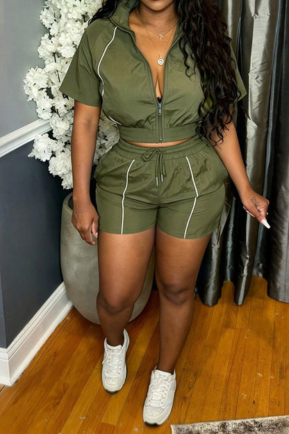 Contrast Piping Zip-Up Track Set