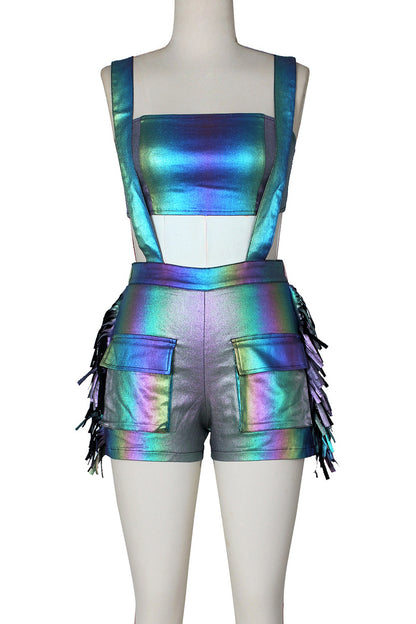 Fringed Crop Top And Shorts Set