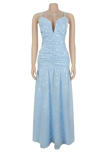 Floral Ruched Cami Vacation Maxi Dress