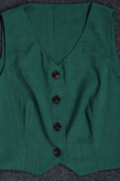 Linen Sleeveless Suit Set for Work Office