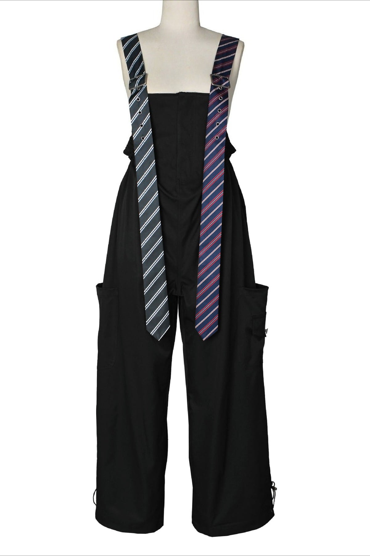 Wide-Leg Cargo Overalls with Buckle Straps