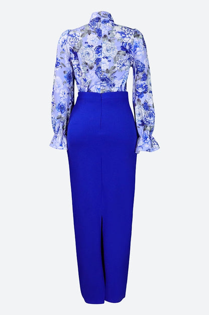Floral Printed Blouse Skirt Set