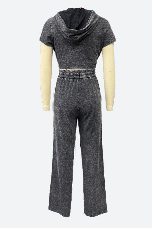 Washed Hoodie and Pants Casual Comfy Set