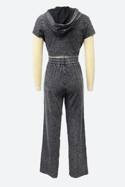 Washed Hoodie and Pants Casual Comfy Set