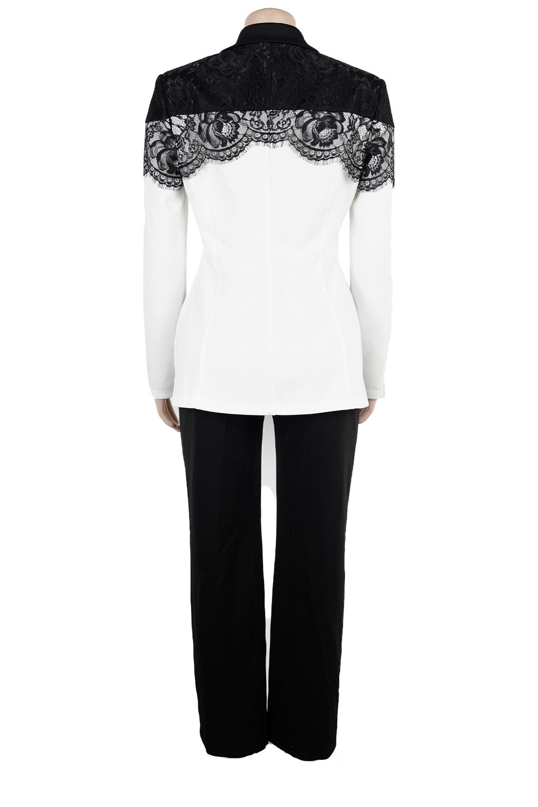 Lace Panel Slim Fit Blazer & Pants Set