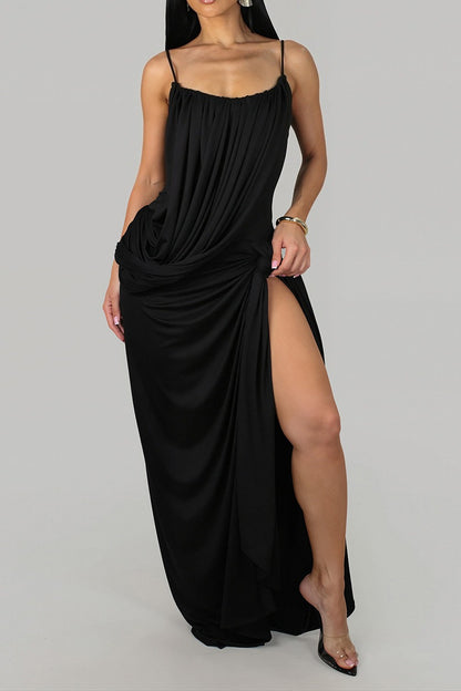 Asymmetrical Draped Maxi Dress