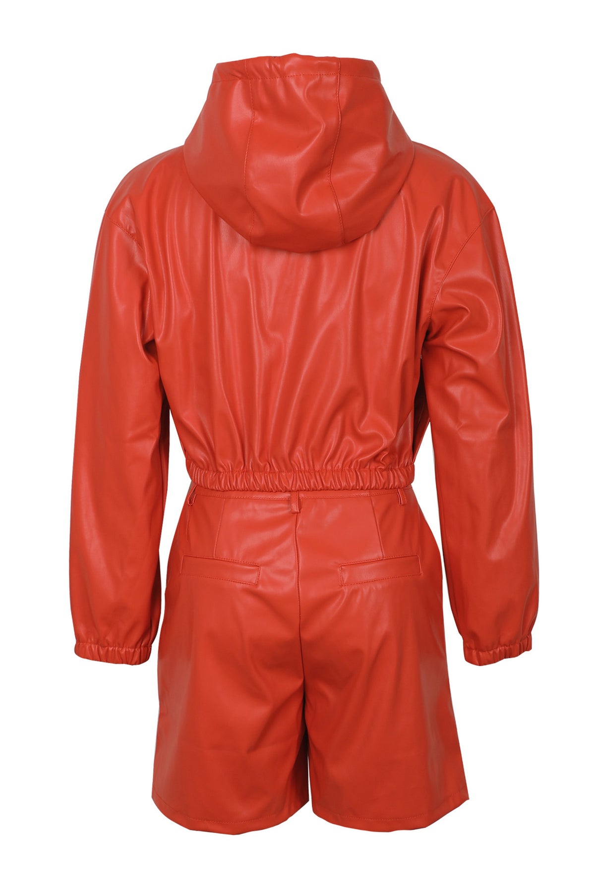 Leather-Look Hooded Jacket & Bermuda Shorts Set