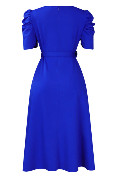 Solid Ruched Midi Dress