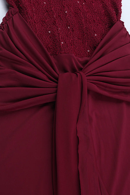 Off Shoulder Lace Up Pleated Maxi Dress