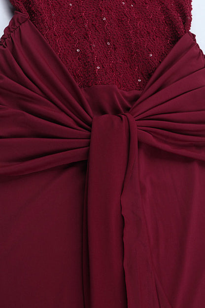 Off Shoulder Lace Up Pleated Maxi Dress