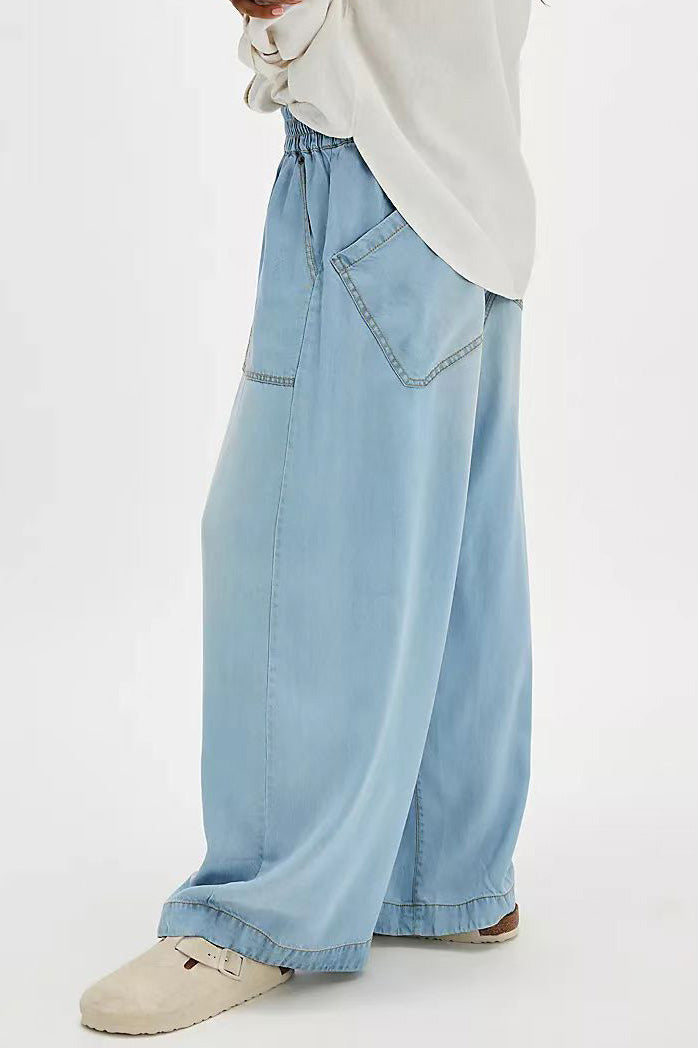 Loose Straight Leg Washed Denim Jeans Pants