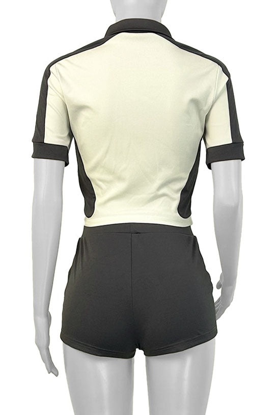 Long Sleeve Zipper Bodycon Shorts Tracksuit Sets