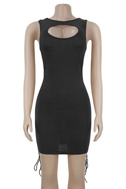 Cutout Lace-Up Bodycon Mini Dress