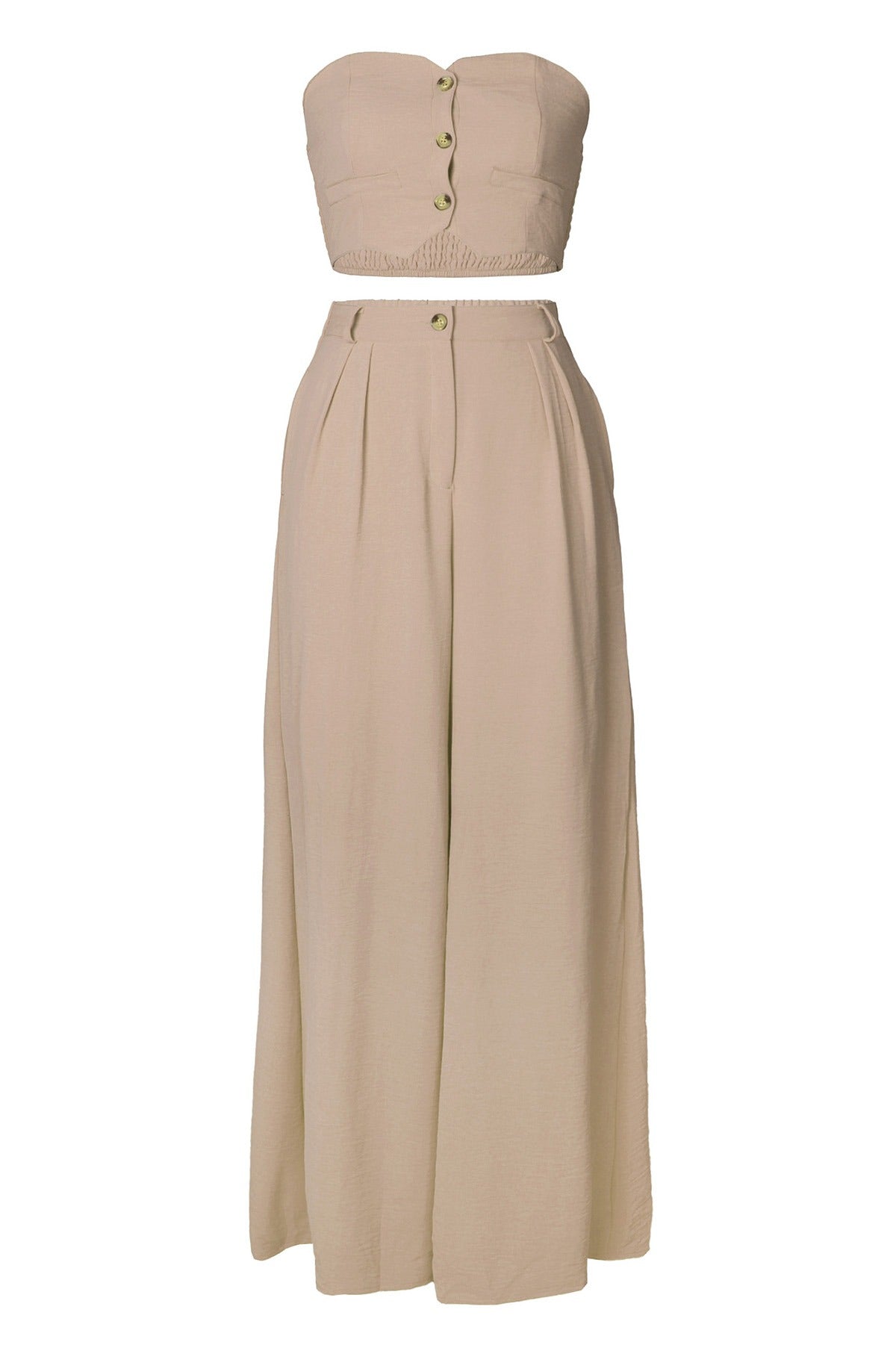 Stretch Tube Top Vest and Wide Leg Pants Set