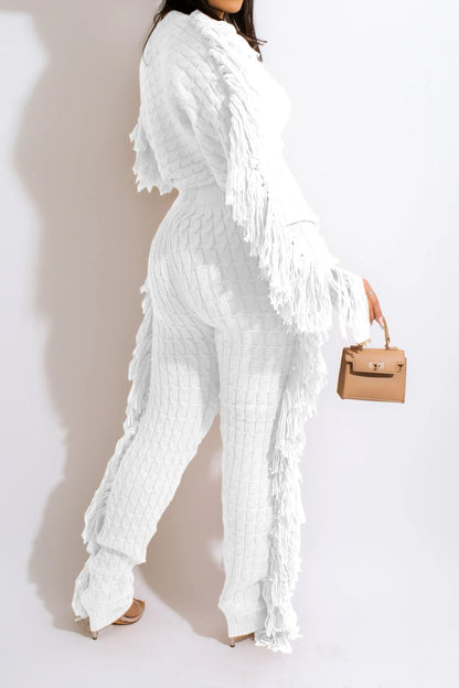 Knit Fringe Pants Set