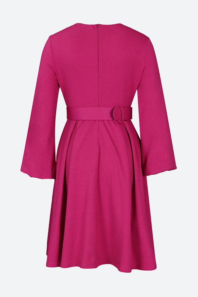 Crew-Neck Long Sleeve High Waisted Dress