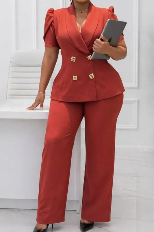 Double Breasted Blazer & Pants Matching Set