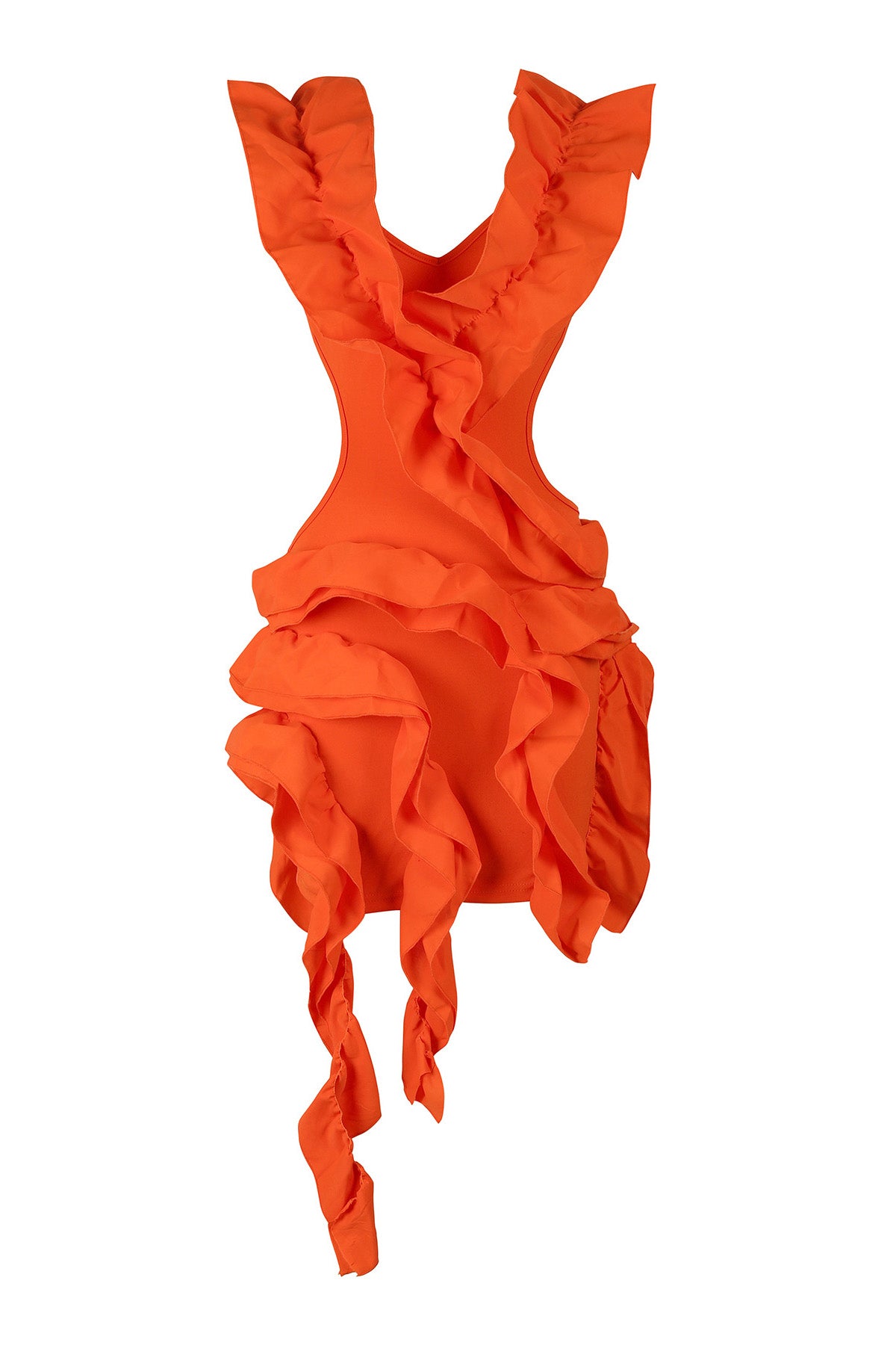 Backless Ruffle Tiered Cutout Mini Dress