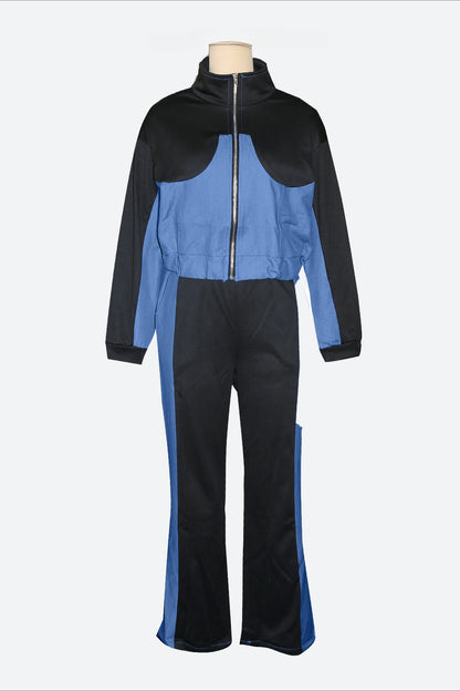 Denim Patchwork Jacket & Long Pant Set