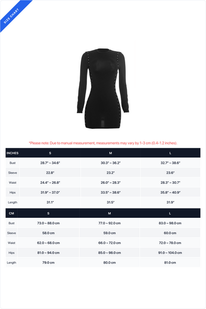 Grommet-Detail Long-Sleeve Mini Dress