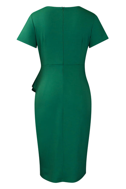Solid Color Hip Ruffled High-Waisted Dress