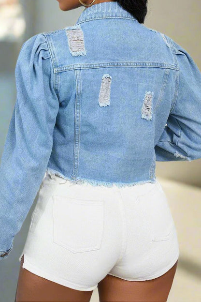 Puff Sleeve Denim Jacket