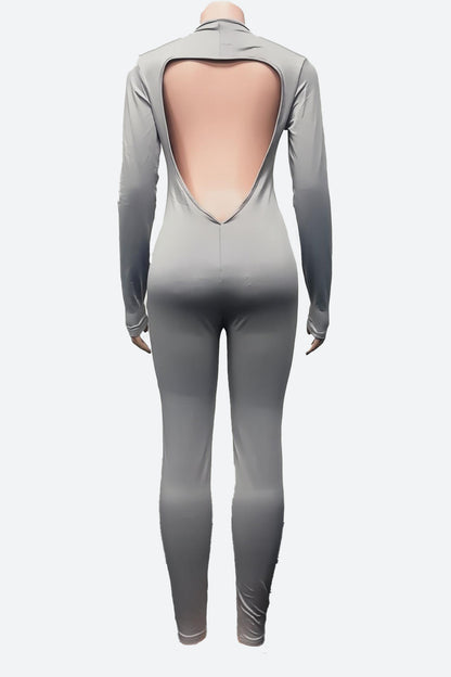 Backless Deep V Long Sleeve Bodysuit