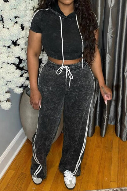 Washed Hoodie and Pants Casual Comfy Set