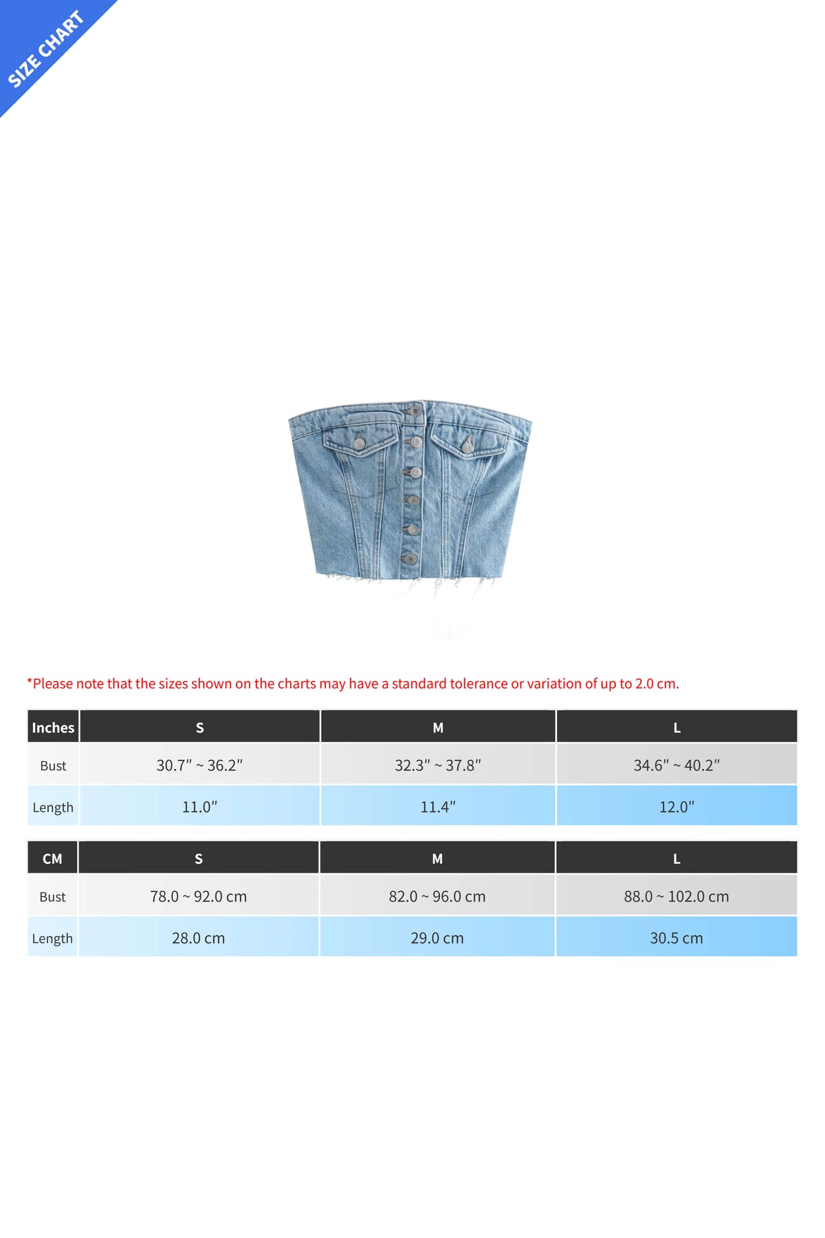 Denim Corset Crop Strapless Tank