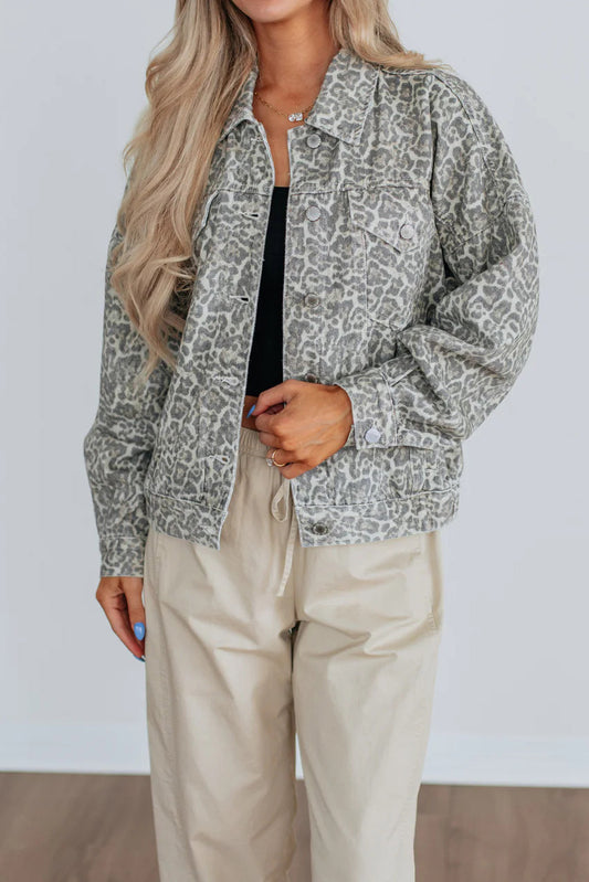 Loose Washed Printed Denim Jacket