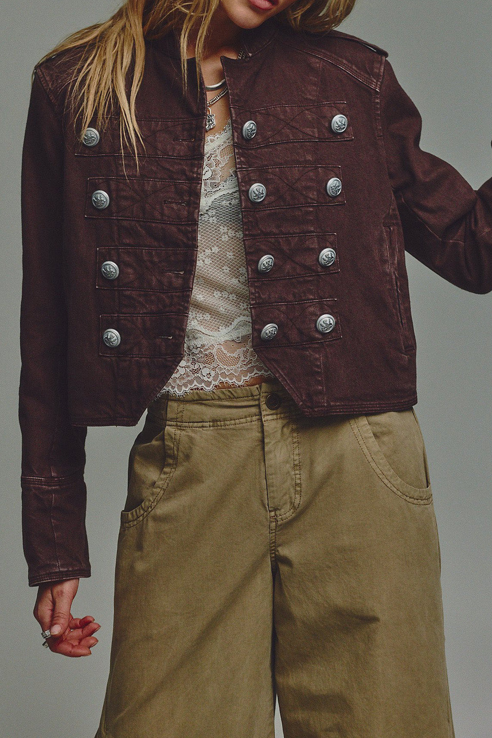 Cropped Vintage Military Band Jacket