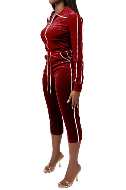 Velour 2-Piece Tracksuit Set