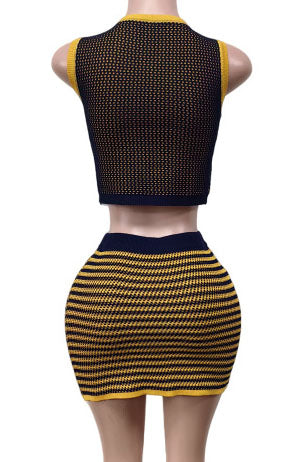 Stretchy Sleeveless Tank Top & Mini Skirt Set