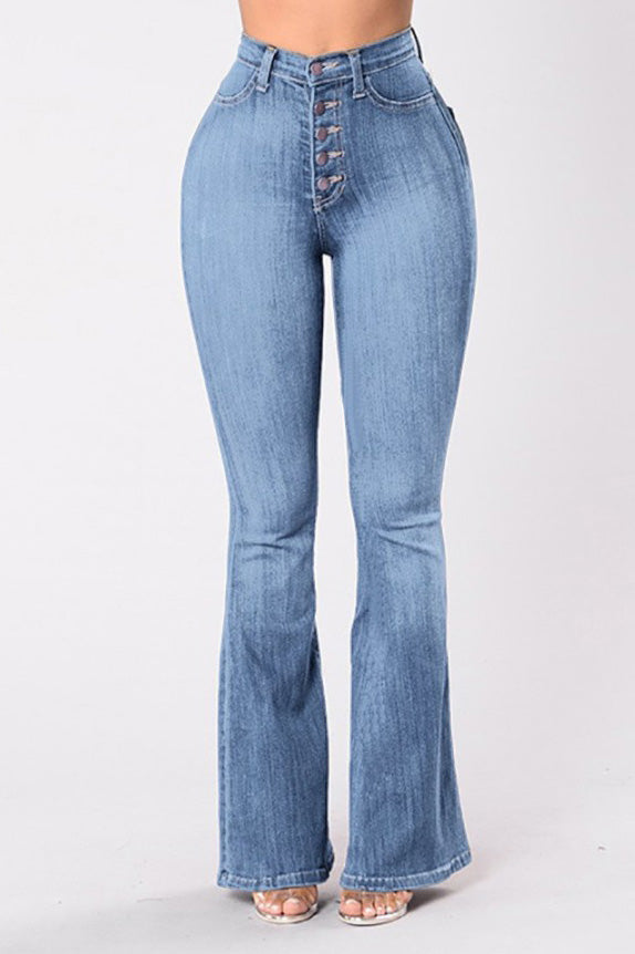 High Waist Stretch Wide Leg Jeans