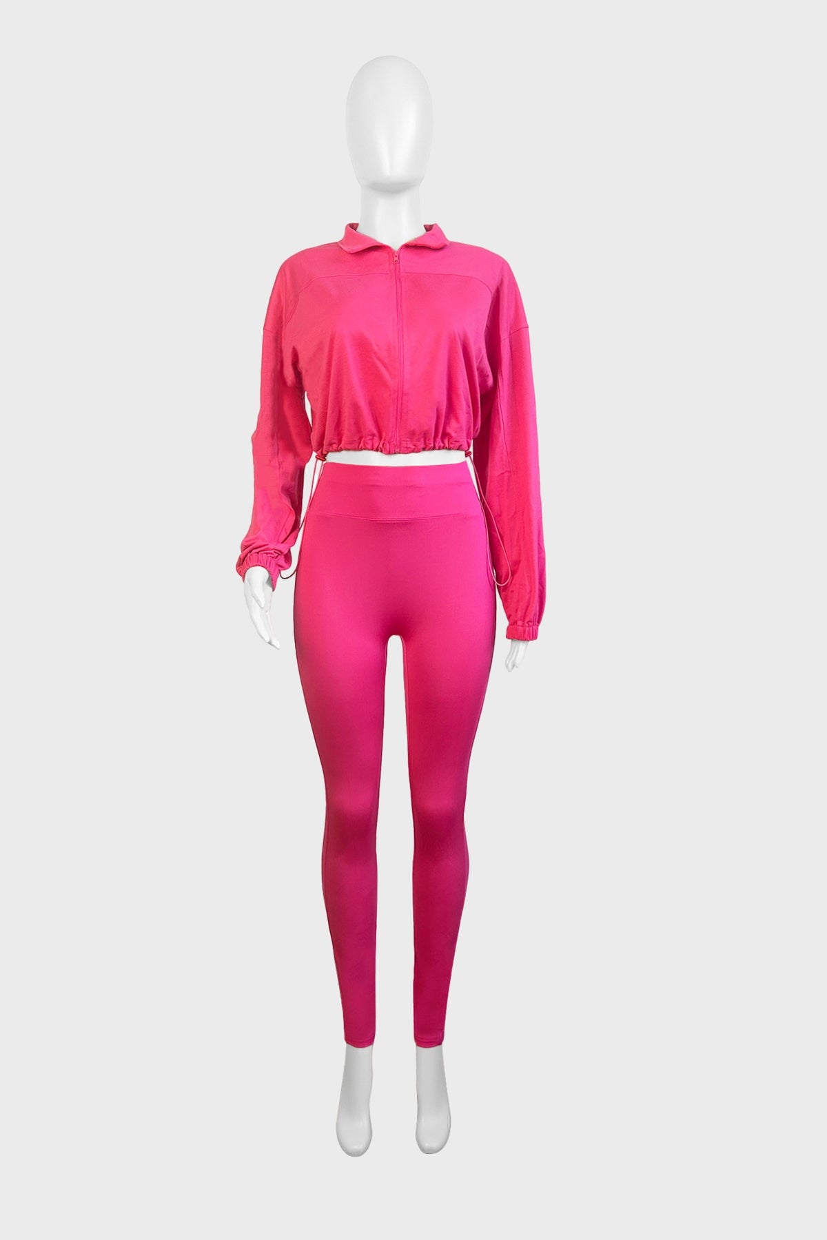Zip Up Drawstring Pants Sets