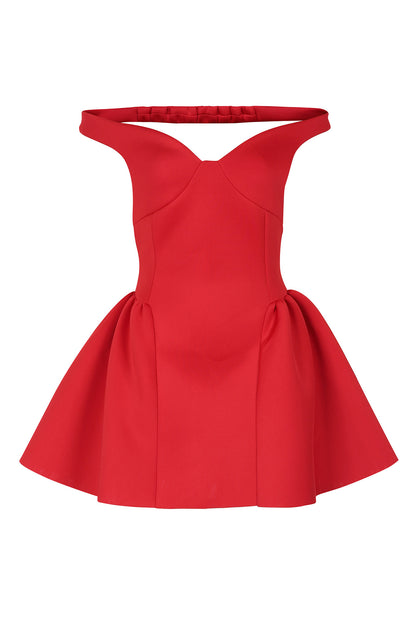 Off Shoulder V Neck Mini Dress