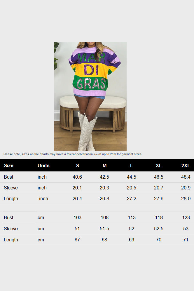 Mardi Gras Color Block Sweater