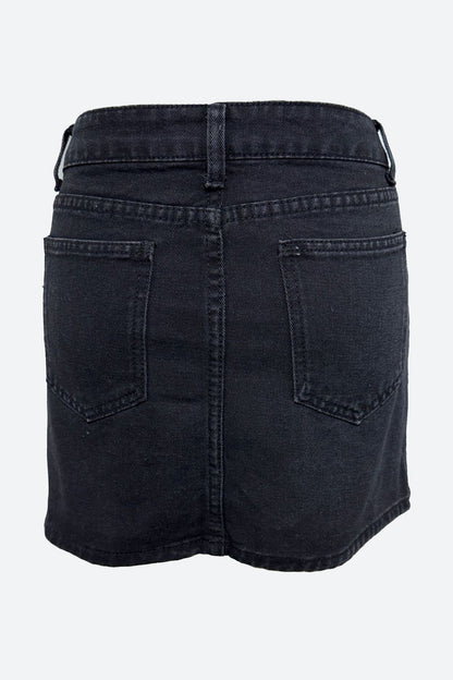 Washed Elastic High Waist Shorts Denim Skirts