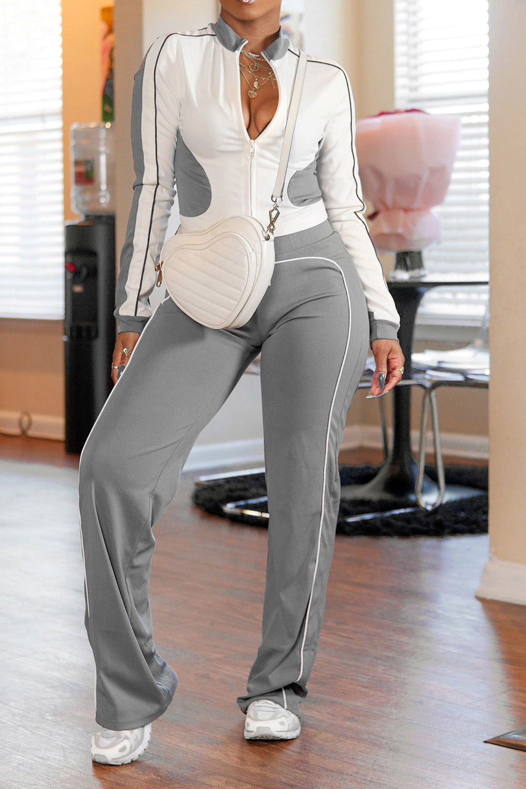 Zip-up Top & Pants Set