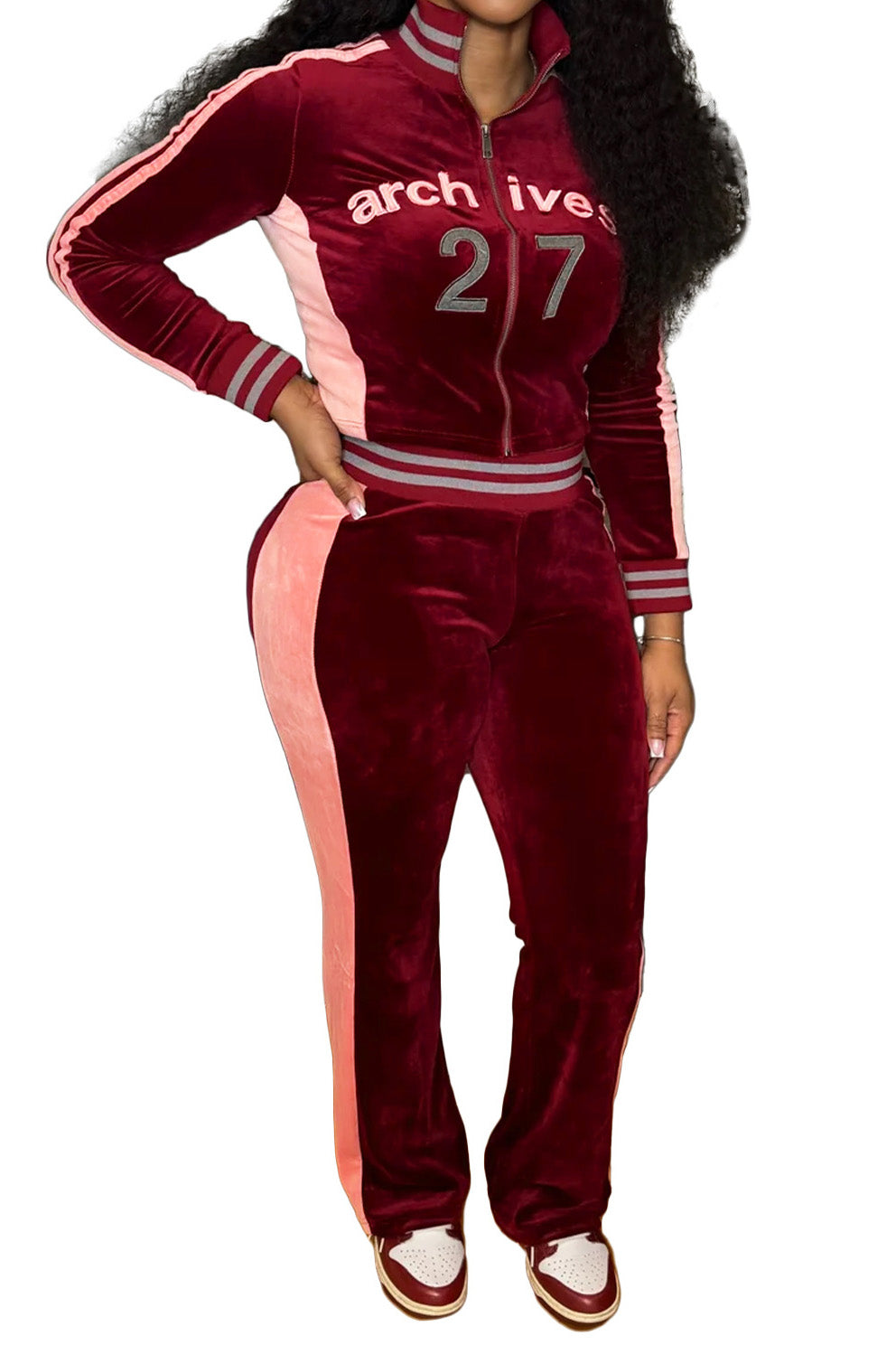 Graphic Velour Flared Track Set