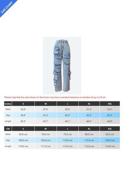 Multi-pocket Straight Washable Cargo Jeans