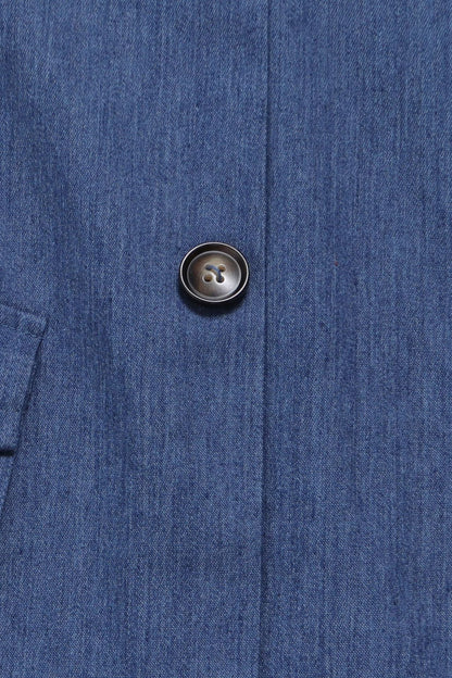 Elegant Denim Patchwork Pocket A-Line Dress