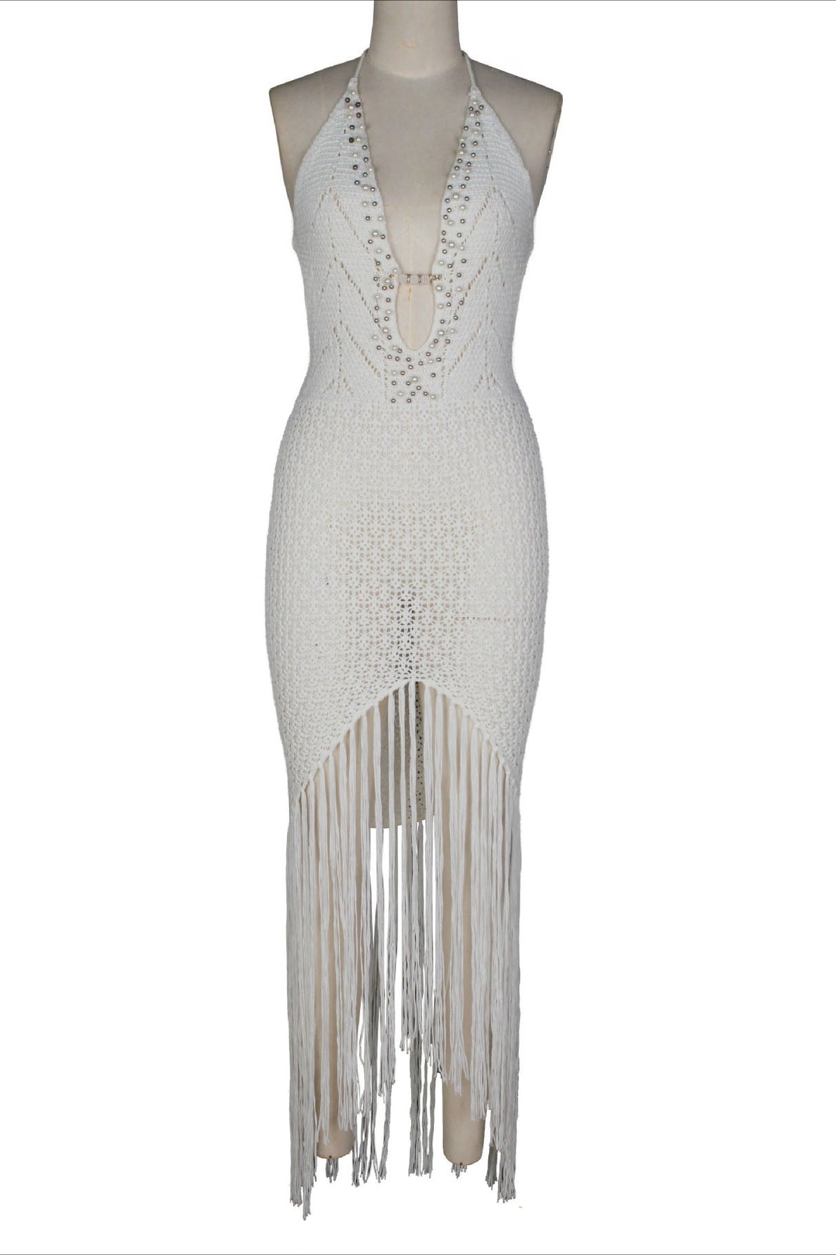 Embellished Crochet Fringe Dress