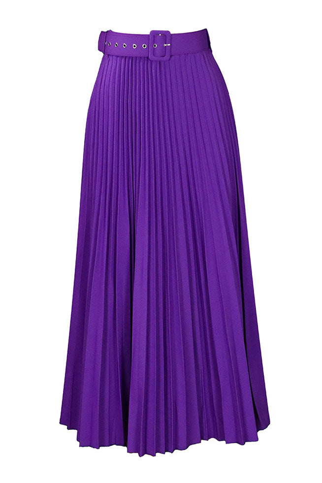 High Waist Pleated Midi Skirt