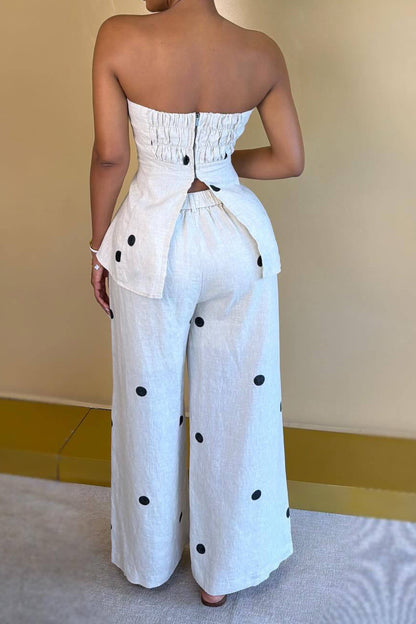 Polka Dot Peplum Pant Set