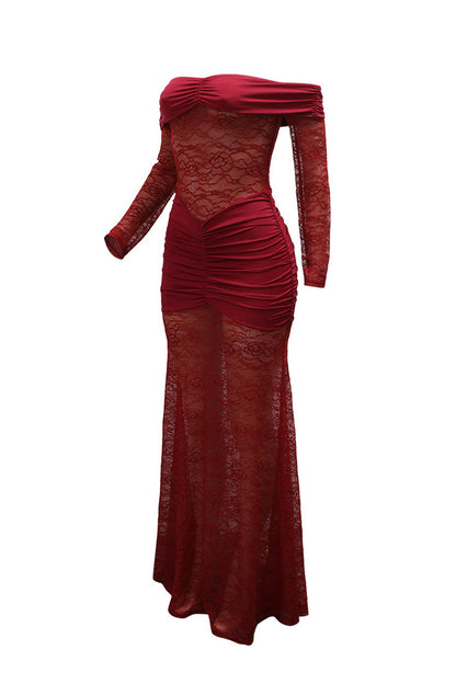 Off Shoulder Lace Maxi Dress