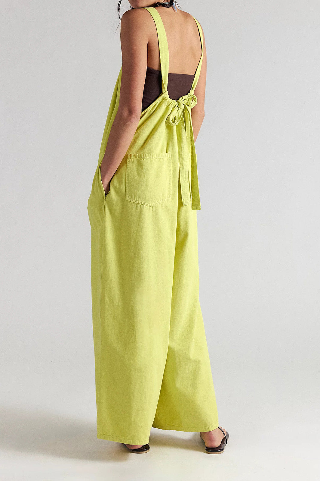 Slouchy Tie-Back Wide Leg Denim Jumpsuit