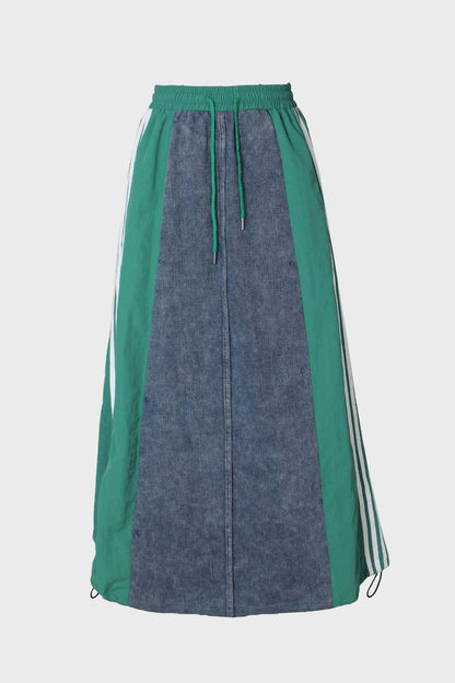 Wide Denim Skirts with Wide Contrast Side Lines