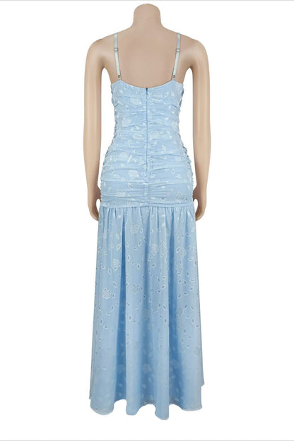 Floral Ruched Cami Vacation Maxi Dress