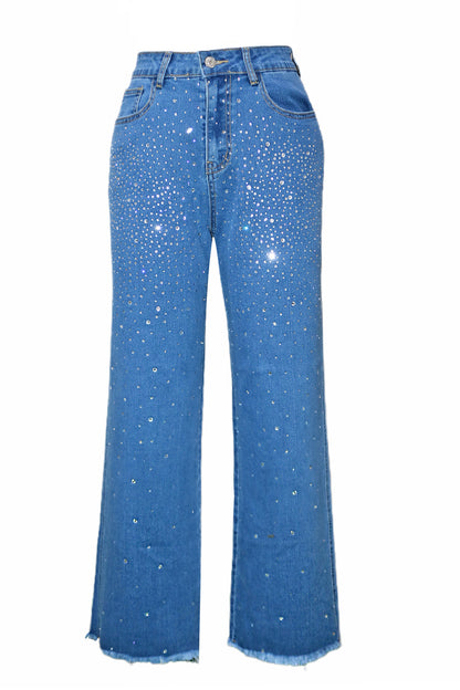 Blue Rhinestones Jeans